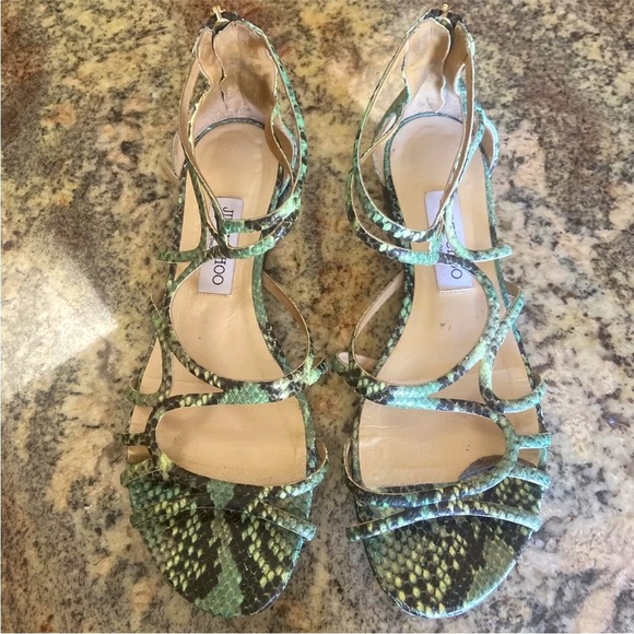 JIMMY CHOO Python strappy sandals size 39.5 9 9.5 - Picture 8 of 13